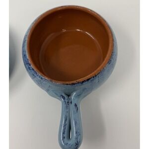 De Silva Terracotta Soup Bowl Crock Baking Dish Made in Italy Lt. Blue/Blue 4in